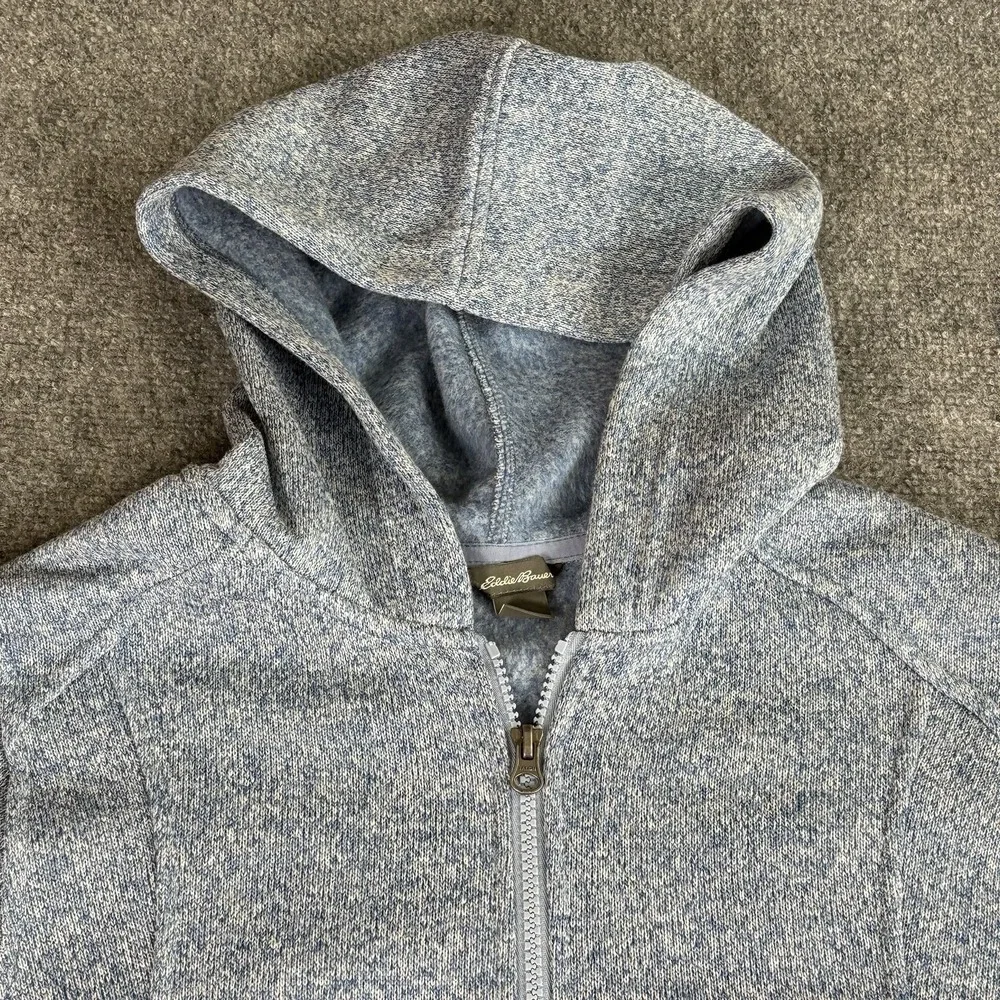 Eddie Bauer Zip Hoodie Women XL Blue Fleece Jacket Outdoor Athleisure Minimalist
